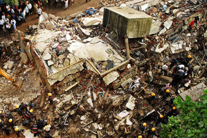The debris of a collapsed building in Mumbai on June 22. Photo / AP