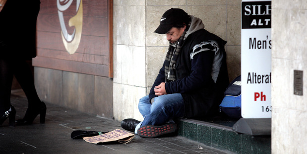 Beggars are an embarrassing reminder of how the council has failed. Photo / Doug Sherring