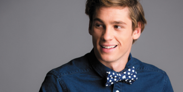 Model, Cooper Rand, wears Worldman polka dot bow tie ($99). WESC chambray shirt ($219). Photo / Greg Bowker