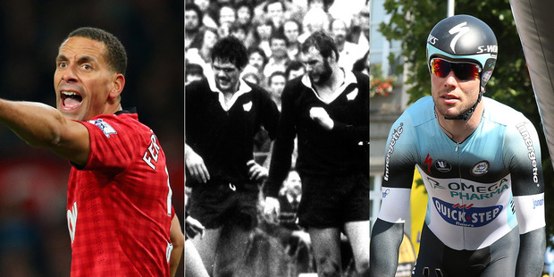 Rio Ferdinand (L), Gary Whetton and Andy Haden (C) and Mark Caverndish. Photo / Getty Images and Ross Land.