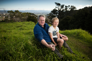 Waitakere Ranges Protection Society president John Edgar regularly takes his grandson Myer Cuthbert to visit the ranges. Photo / Greg Bowker