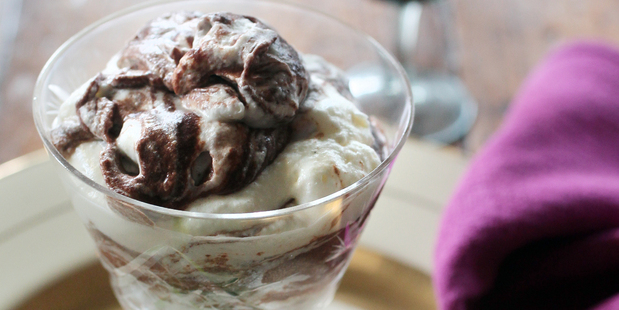 Marbled chocolate mousse. Photo / Doug Sherring