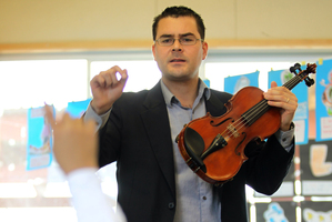 Joe Harrop says children in his classes learn as a team about music, which they can only play when they work together. Photo / Kellie Blizard
