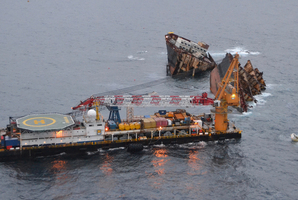 The Smit Borneo working at the site of the Rena grounding. Photo / APN