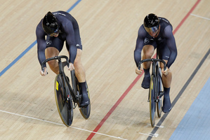 Olympic bronze medallist Simon van Velthooven and compatriot Eddie Dawkins scored wins on day three of the international track cycling series in Adelaide last night. Photo/Mark Mitchell.