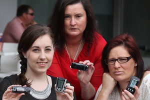 Carrie Hetherington (left) Vanessa Caseley and Heidi-Jane James with CareSens meters. Photo / Thomas Westwood