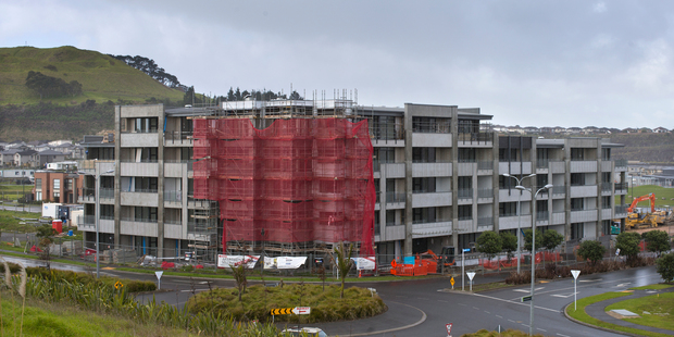 The Saltus apartment building being constructed at Stonefields, Mt Wellington, Auckland. Photo / Brett Phibbs