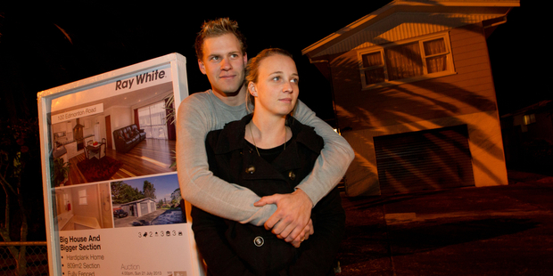 Couples like first-time house buyers Alyssa Longville and fiance Callum Carter are finding it easier than singles to own their own home. Photo / Richard Robinson