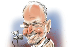 Retiring Radio NZ chief, Peter Cavanagh. Cartoon / Rod Emmerson