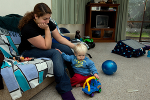 Simona Watkinson is sole carer for her 19-month-old son, Griffen, and struggles on her benefit. Photo / Brett Phibbs