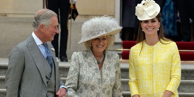 Prince Charles, Camilla Duchess of Cornwall, and Kate Middleton. The royal baby is due this week.Photo / AP