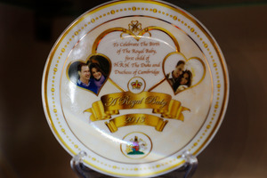 A souvenir plate to mark the forthcoming birth of Prince William and Kate, Duchess of Cambridge's baby.Photo / AP