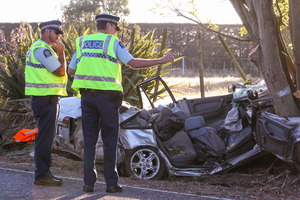 Fatal motor vehicle accident on Sandy Road, Meeanee, near Napier. Photo / HBT