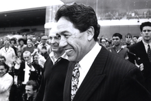 Peters arrives at the rally for the launch of NZ First, 18 July 1993. Photo / NZ Herald