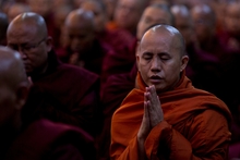 Controversial cleric U Wirathu preaches anti-Muslim sermons. Photo / AP 