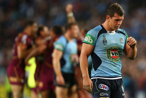 Greg Bird of the Blues dejected after game three of the ARL State of Origin series between the New South Wales Blues and the Queensland Maroons. Photo / Getty Images