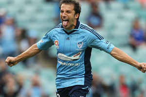 Alessandro Del Piero of Sydney FC celebrates after scoring a goal during the round 17 A-League match between Sydney FC and the Wellington Phoenix. Photo / Getty Images.