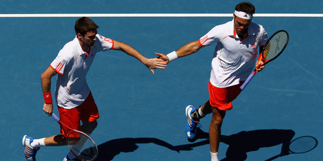 Colin Fleming is still reeling from the news that his regular partner, Ross Hutchins (right), has Hodgkin's lymphoma. Photo / Getty Images