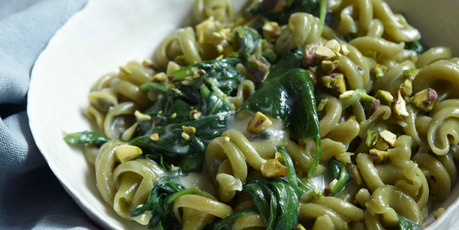Green Pasta with Blue Cheese from Nigellisima by Nigella Lawson. Photo / Supplied