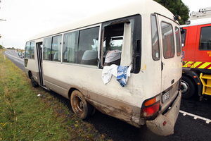 A 17-year-old tourist was impaled in the chest by a fence post after the bus he was a passenger on crashed in the Fitzgerald Glade, near Rotorua. Photo / Ben Fraser