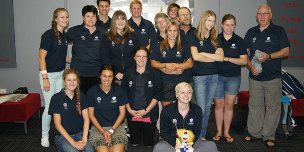 The group of students and teachers from Bethlehem College who went to Kenya, including Caitlin Dickson (centre, front), who was killed in the crash. photo / Facebook