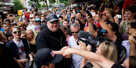 Kim Dotcom at a launch event for his new website. Photo / NZ Herald