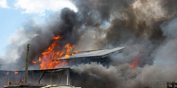 Firefighters battled a large blaze in a shed on Tara Rd, Papamoa. Photo / APN