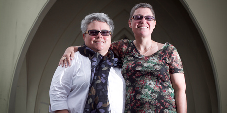 Methodist minister Susan Thompson (right) and partner Nan Russell will marry if Louisa Wall's marriage amendment bill is passed. Photo / Natalie Slade