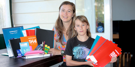 Claire Huddart, with her daughter Zoe Harris, does not have the time to track down school stationery bargains. Photo / Chris Loufte