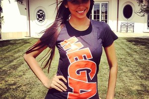 Mona Dotcom poses in a Mega T-shirt. Photo / Instragram
