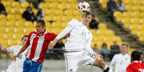 Striker Chris Wood, seen here playing for the All Whites against Paraguay in 2010, delighted Leicester fans last night. Photo / NZH