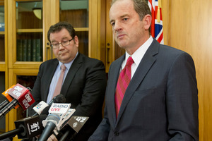 Labour Party leader David Shearer (right), with deputy leader Grant Robertson. Photo / NZ Herald