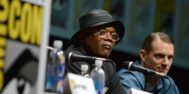 Samuel L Jackson and Joel Kinnaman attend the RoboCop panel on Day 3 of Comic-Con International. Photo / AP