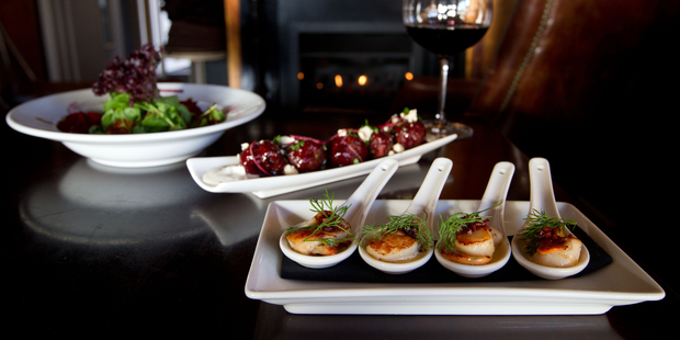 Scallops, Haloumi Salad and Kofta Balls at the Stafford Road Wine Bar, Northcote, Auckland. Photo / Richard Robinson