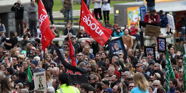 People gather in Auckland's Aotea Square. Photo / Chris Loufte