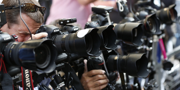 Media are gathered outside St. Mary's Hospital exclusive Lindo Wing.Photo / AP
