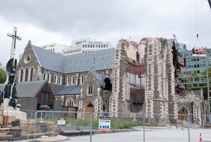 The earthquake damaged Christchurch Cathedral