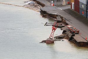 The CentrePort container wharf damaged as a result of the earthquake in Wellington. Photo / Mark Mitchell
