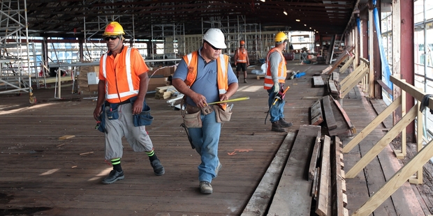 Shed 10, pictured during its extensive renovation works, is now ready to be Auckland's primary cruise terminal. Photo / APN