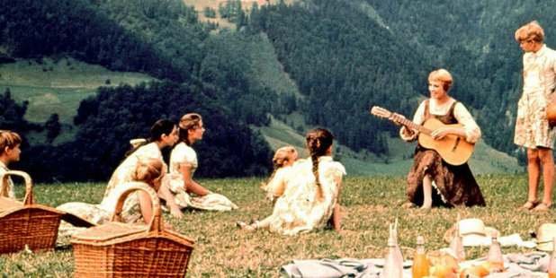 Julie Andrews as Maria and the Von Trapp family in The Sound of Music.