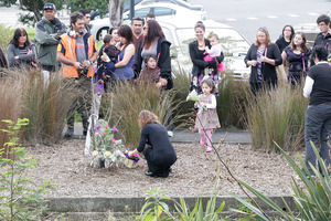 Family and friends at the ceremony for Ashlee Edwards. Photo / APN