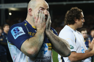 Stephen Moore of the Brumbies shows his disappointment after losing the Super Rugby Final match between the Chiefs and the Brumbies. Photo / Getty Images.