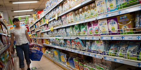 Milk powder is for sale in a store in Beijing, China. Photo / Adam Dean