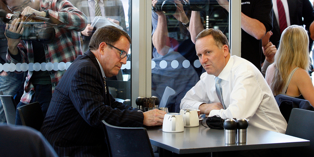 John Banks and John Key met in a busy Newmarket cafe. Photo / David White