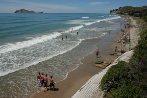 An unusually high tide at Waimarama Beach. Photo / Hawkes Bay Today