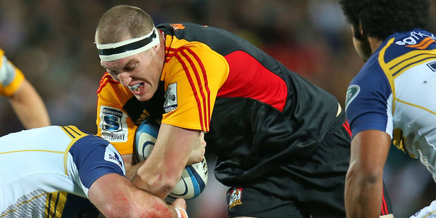 Brodie Retallick again got through a mountain of defensive work and was the Chiefs' top tackler with 17 and no misses. Photo / Getty Images