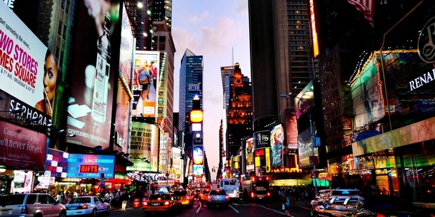 Get in a New York state of mind and marvel at the bright lights of Times Square.