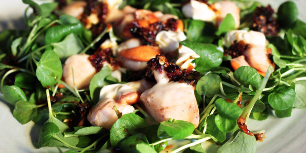 Melissa Morrow opts for grilled scallops. Photo / Doug Sherring