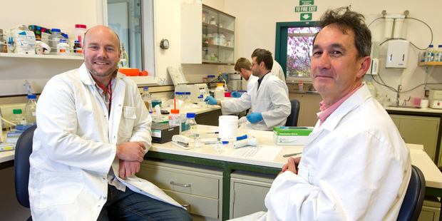 Scientific director Barnaby May (left) and Brian Ward, who says the company is considering a float. Photo / Mark Mitchell