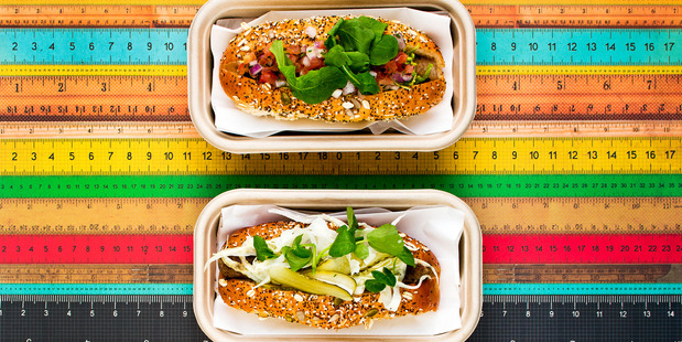 Cheek, papple and paua dogs from The Food Truck Garage. Photo / Babiche Martens